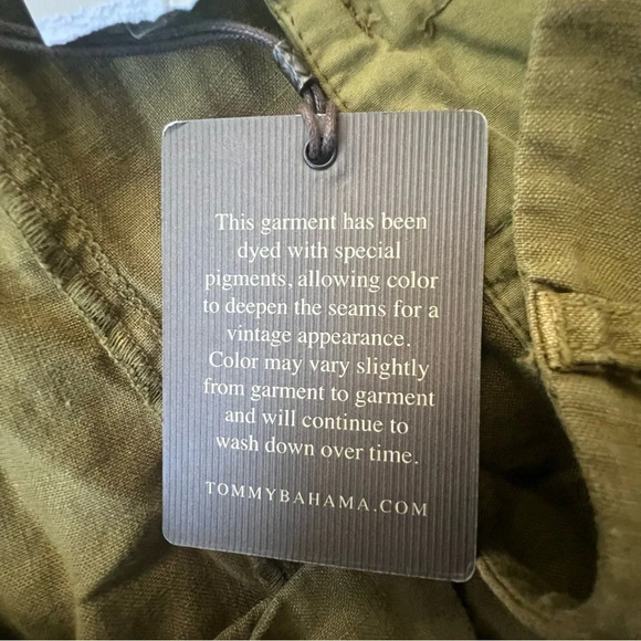 New Tommy Bahama 100% Linen Two Palms Cuffed Short Forest Moss Women Size 4 - Picture 10 of 11